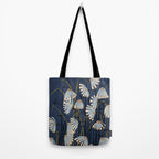 Linocut flower meadow blue Tote Bag Gallery Image 2