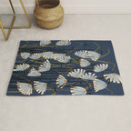 Linocut flower meadow blue Rug Gallery Image 1
