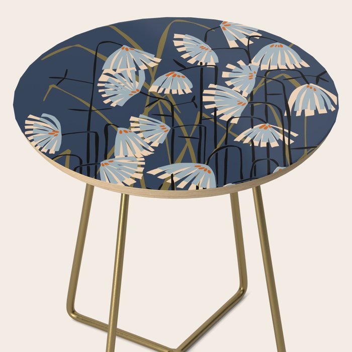 Linocut flower meadow blue Side Table Gallery Image 2