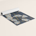 Linocut flower meadow blue Yoga Mat Gallery Image 2