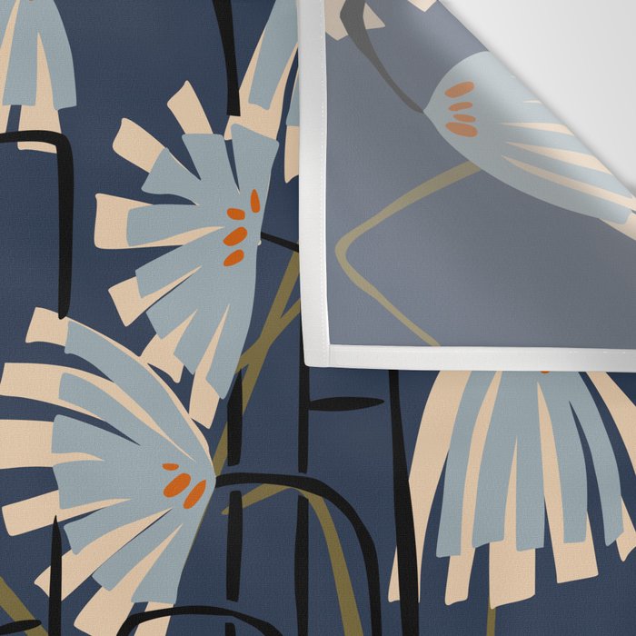 Linocut flower meadow blue Wall Tapestry Gallery Image 3