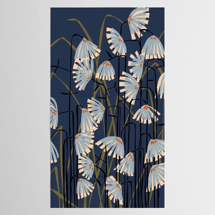 Linocut flower meadow blue Tablecloth Gallery Image 2