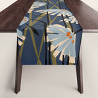 Linocut flower meadow blue Table Runner Gallery Image 1