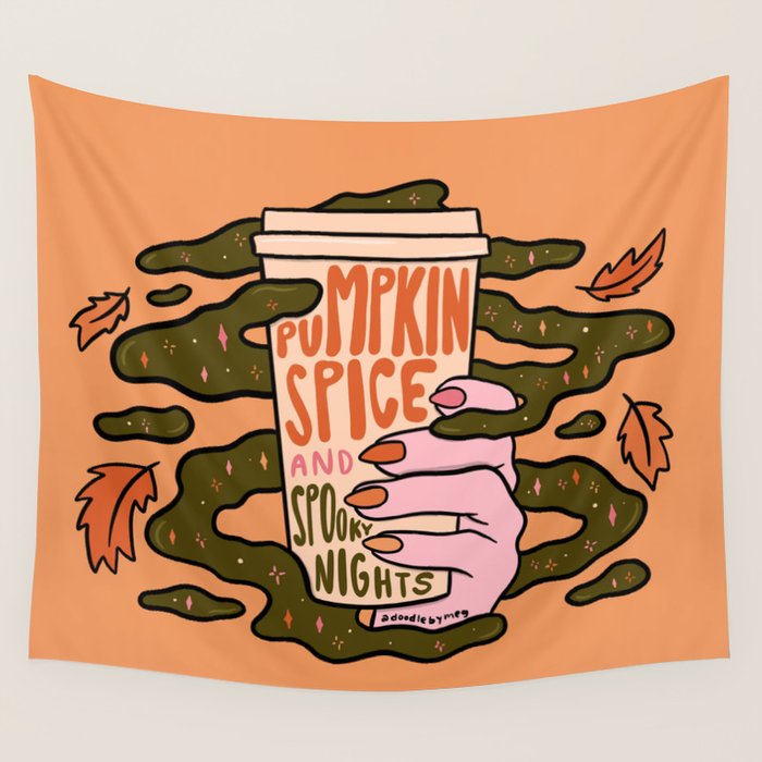Pumpkin Spice and Spooky Nights Wall Tapestry Gallery Image 1