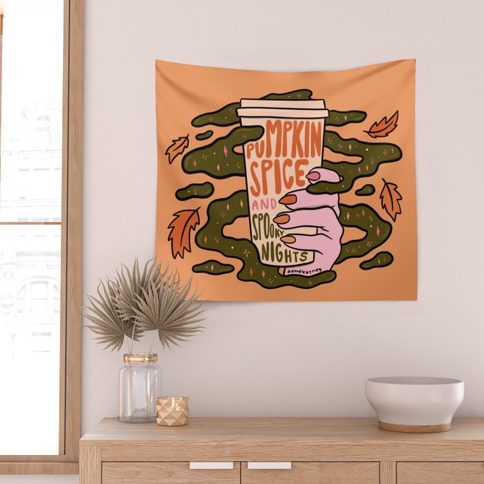 Pumpkin Spice and Spooky Nights Wall Tapestry Gallery Image 2