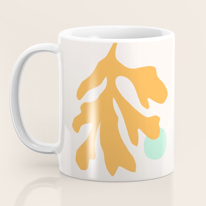 Simple Orange Leaf on Aqua Sun - cut-outs 3  Coffee Mug Gallery Image 3