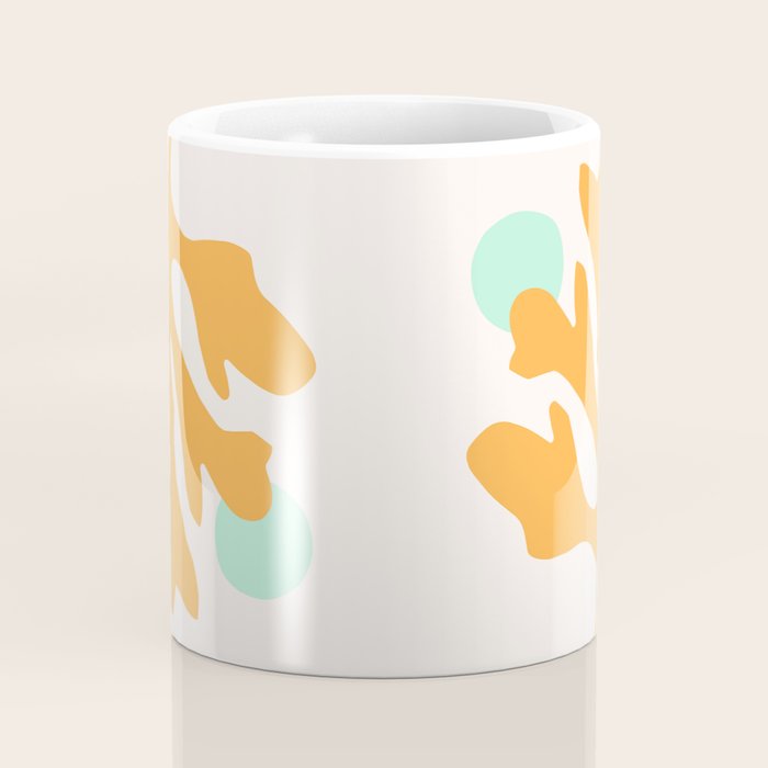 Simple Orange Leaf on Aqua Sun - cut-outs 3  Coffee Mug Gallery Image 4