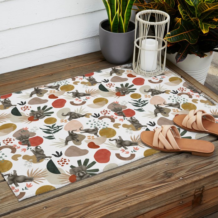 Elephant yoga 01 Outdoor Rug Gallery Image 2