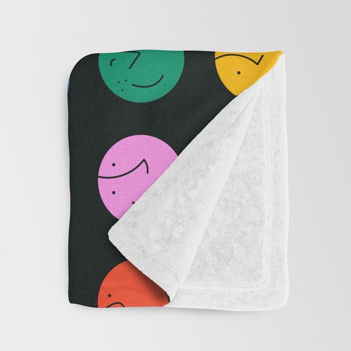Colorful diverse people face cartoon pattern Throw Blanket Gallery Image 3
