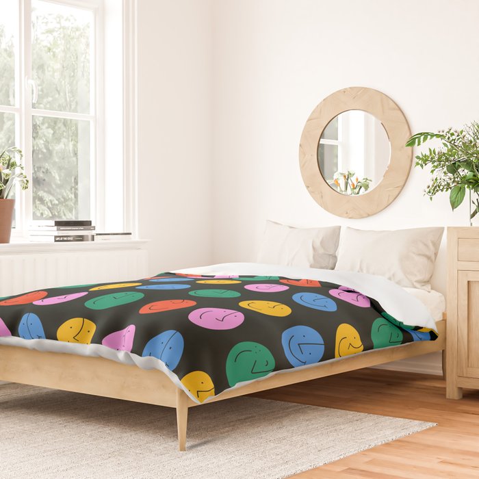 Colorful diverse people face cartoon pattern Duvet Cover Gallery Image 2