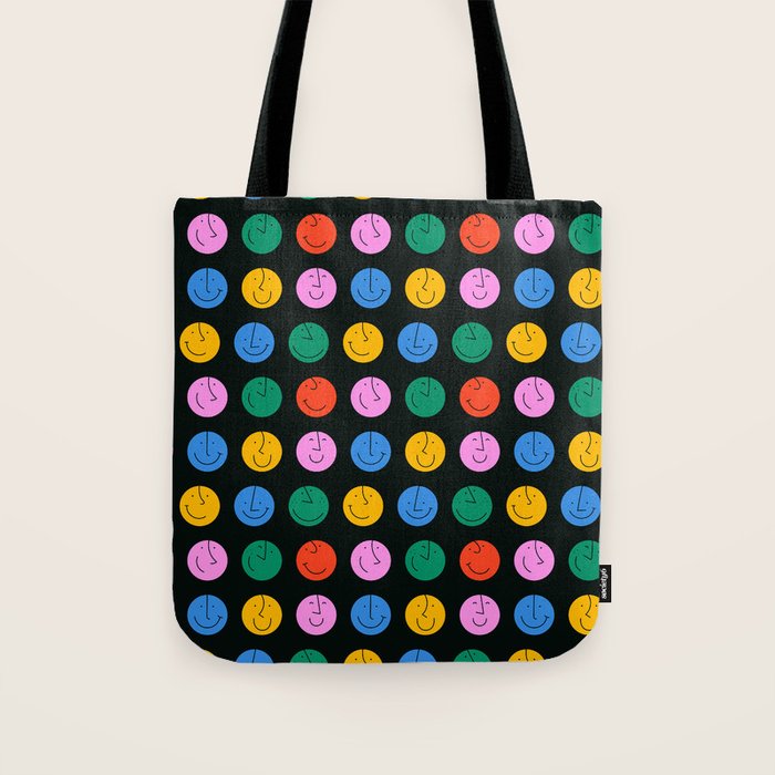 Colorful diverse people face cartoon pattern Tote Bag Gallery Image 1