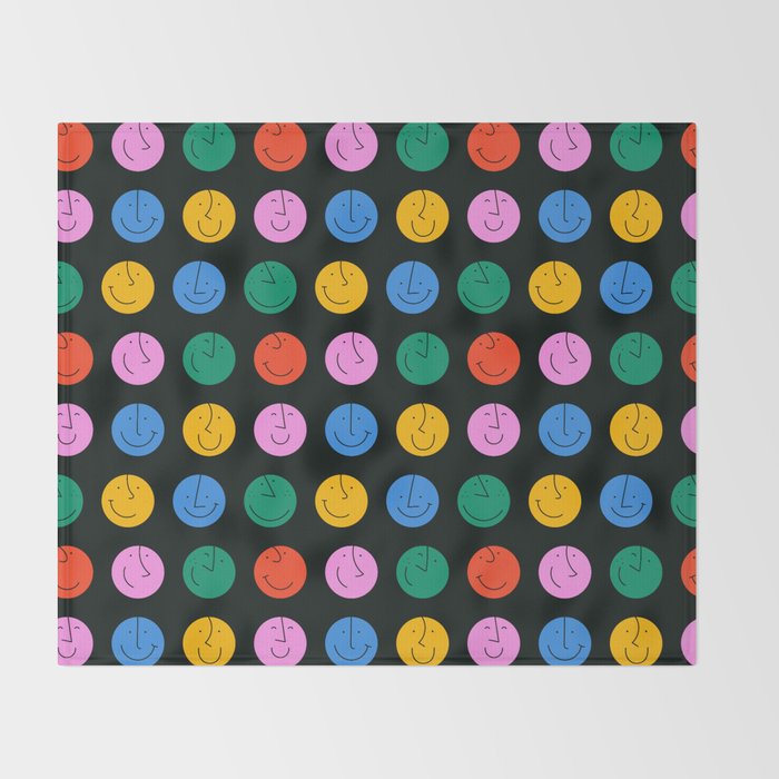 Colorful diverse people face cartoon pattern Throw Blanket Gallery Image 2