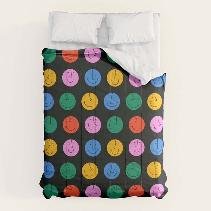 Colorful diverse people face cartoon pattern Comforter Gallery Image 6
