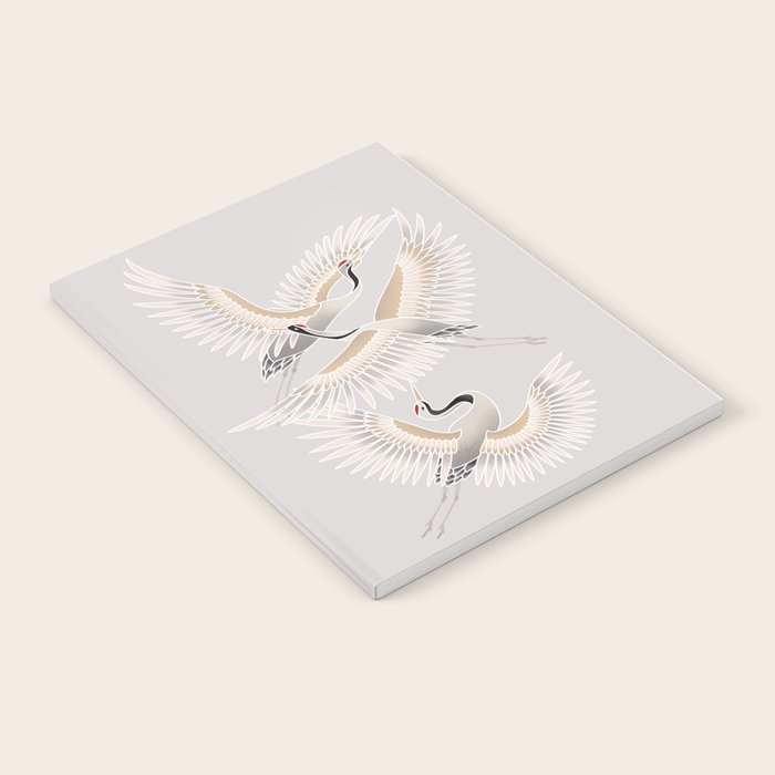 traditional Japanese cranes bright illustration Notebook Gallery Image 1