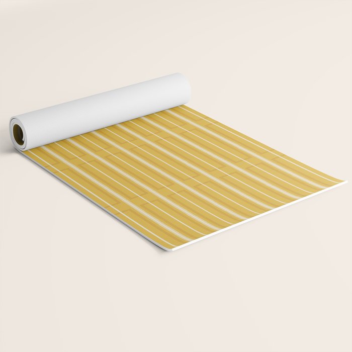 Minimalist Geometric Mustard Yellow Geo Box Striped Pattern Yoga Mat Gallery Image 2