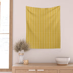 Minimalist Geometric Mustard Yellow Geo Box Striped Pattern Wall Tapestry Gallery Image 2