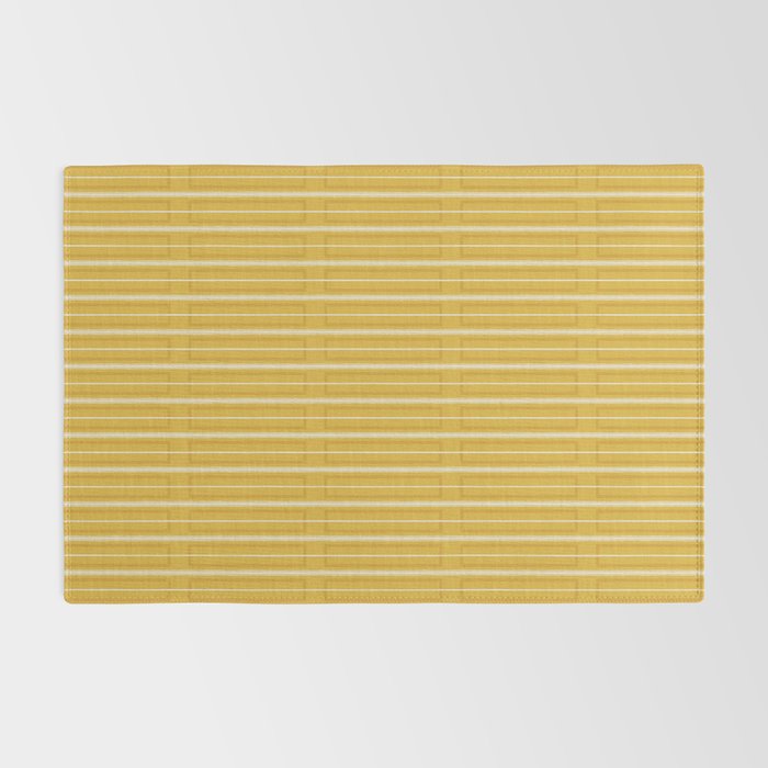 Minimalist Geometric Mustard Yellow Geo Box Striped Pattern Rug Gallery Image 2