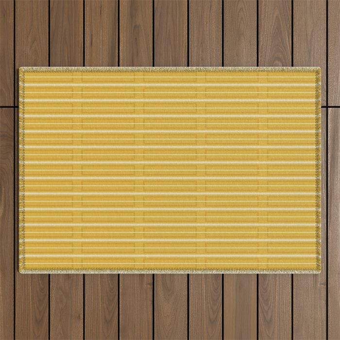 Minimalist Geometric Mustard Yellow Geo Box Striped Pattern Outdoor Rug Gallery Image 1