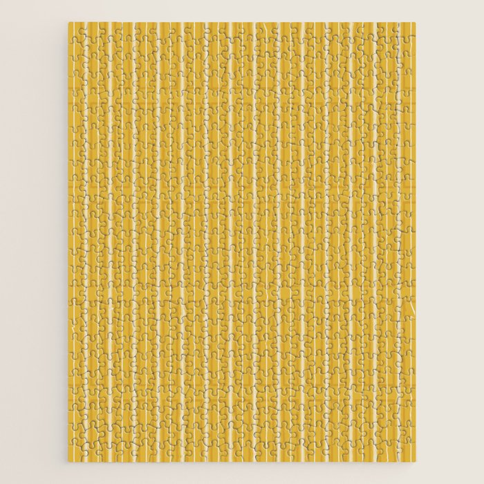 Minimalist Geometric Mustard Yellow Geo Box Striped Pattern Jigsaw Puzzle Gallery Image 1