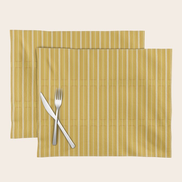 Minimalist Geometric Mustard Yellow Geo Box Striped Pattern Placemat Gallery Image 1