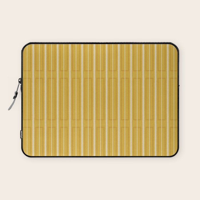 Minimalist Geometric Mustard Yellow Geo Box Striped Pattern Laptop Sleeve Gallery Image 1