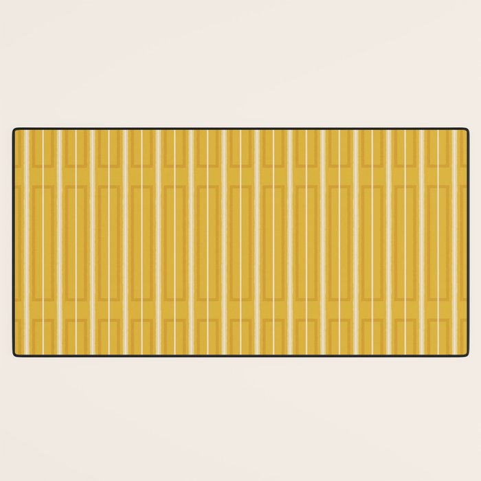 Minimalist Geometric Mustard Yellow Geo Box Striped Pattern Desk Mat Gallery Image 3