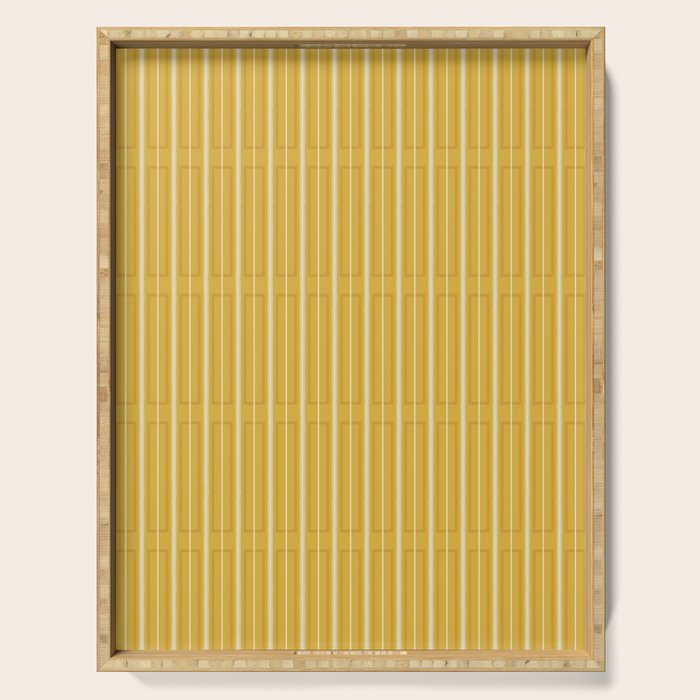 Minimalist Geometric Mustard Yellow Geo Box Striped Pattern Serving Tray Gallery Image 1