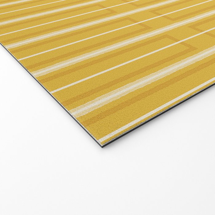 Minimalist Geometric Mustard Yellow Geo Box Striped Pattern Welcome Mat Gallery Image 2