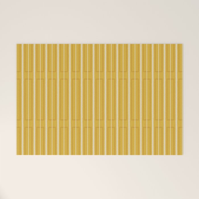 Minimalist Geometric Mustard Yellow Geo Box Striped Pattern Welcome Mat Gallery Image 1