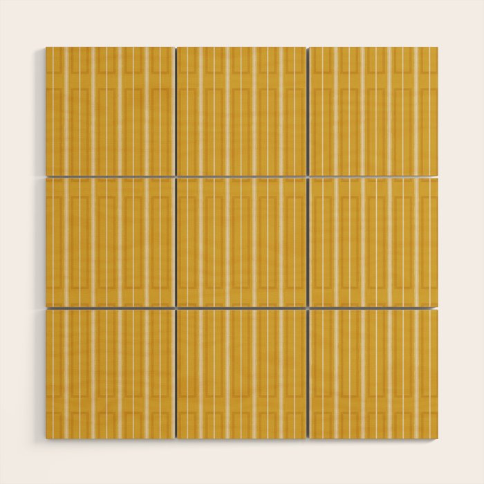 Minimalist Geometric Mustard Yellow Geo Box Striped Pattern Wood Wall Art Gallery Image 1
