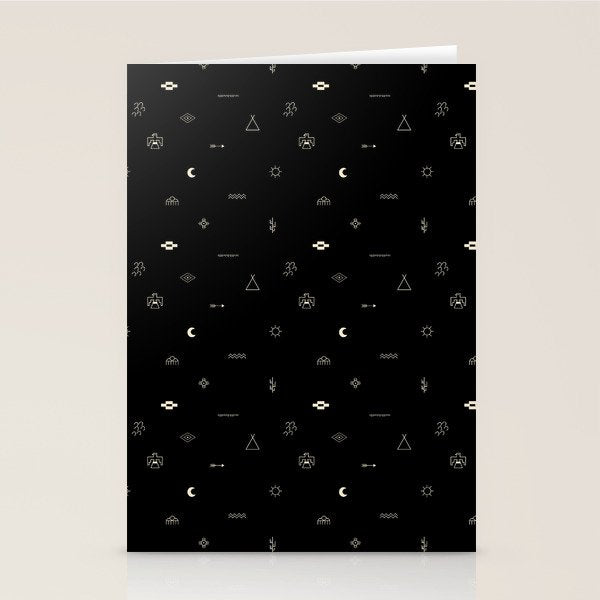 Southwestern Symbolic Pattern in Black & Cream Stationery Card Gallery Image 2