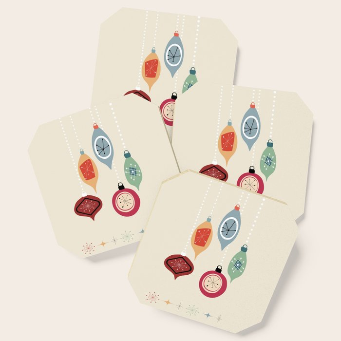 Retro Christmas Baubles Coaster Gallery Image 1
