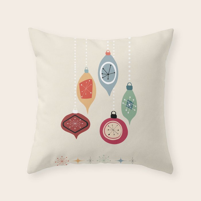 Retro Christmas Baubles Throw Pillow Gallery Image 6