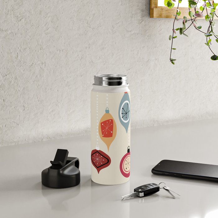 Retro Christmas Baubles Water Bottle Gallery Image 4