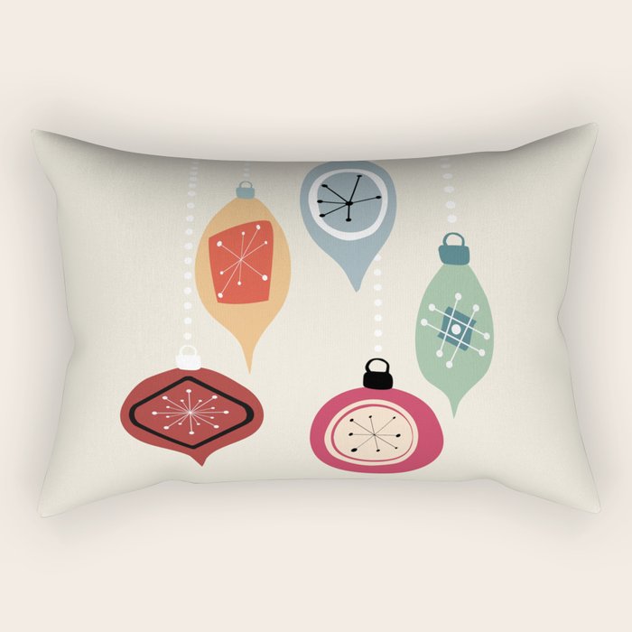 Retro Christmas Baubles Rectangular Pillow Gallery Image 2