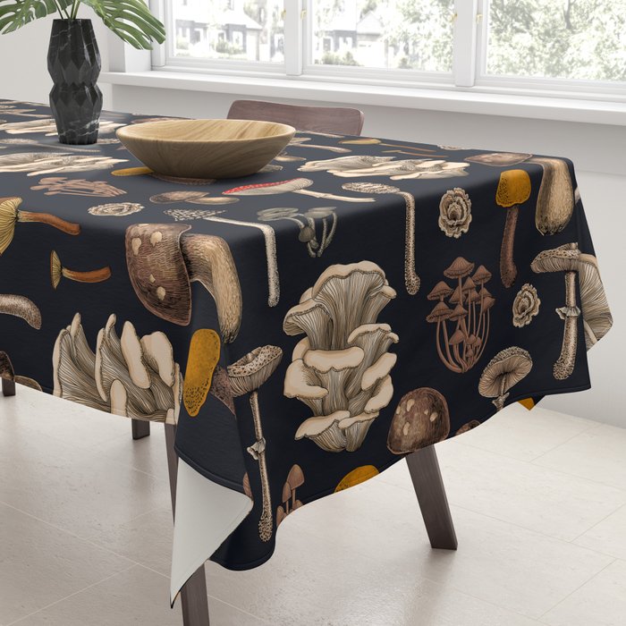 Wild Mushrooms  on graphite black Tablecloth Gallery Image 3