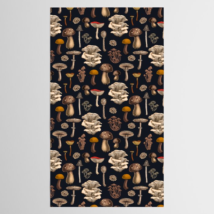 Wild Mushrooms  on graphite black Tablecloth Gallery Image 2