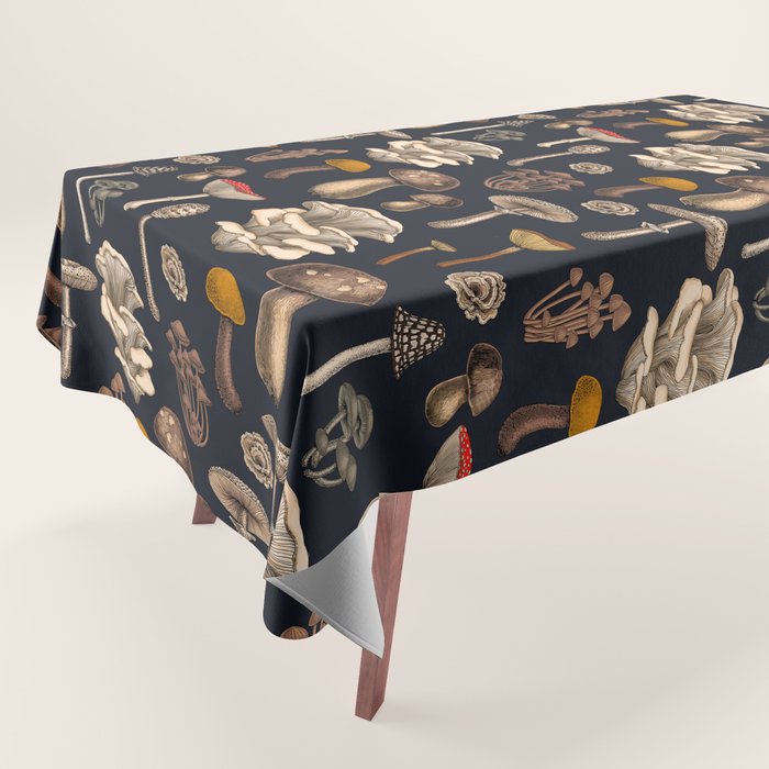 Wild Mushrooms  on graphite black Tablecloth Gallery Image 1