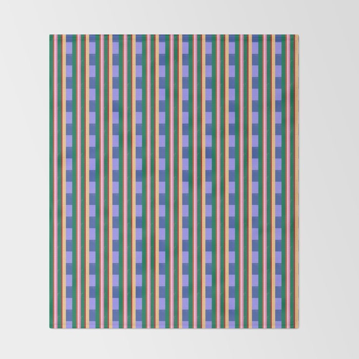 Woven Color Block Stripes Throw Blanket Gallery Image 2