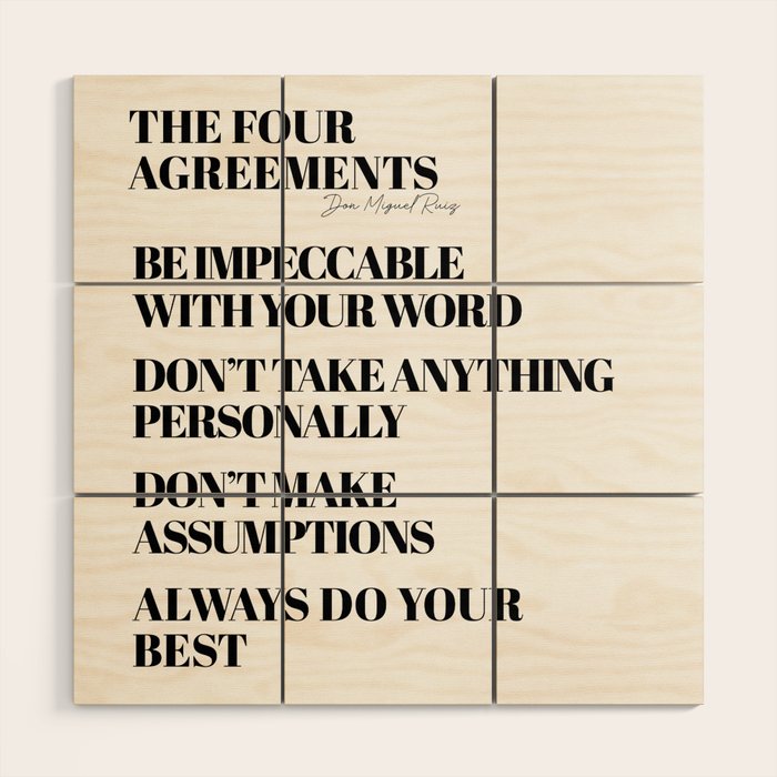 the four agreements Wood Wall Art