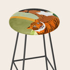 Just You & Me | Tiger Urban Jungle Friendship | Wild Cat Bohemian Black Woman with Pet  Stool Gallery Image 2