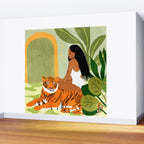 Just You & Me | Tiger Urban Jungle Friendship | Wild Cat Bohemian Black Woman with Pet  Wall Mural Gallery Image 2