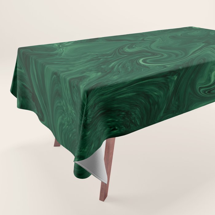 Modern Cotemporary Emerald Green Abstract Tablecloth Gallery Image 1