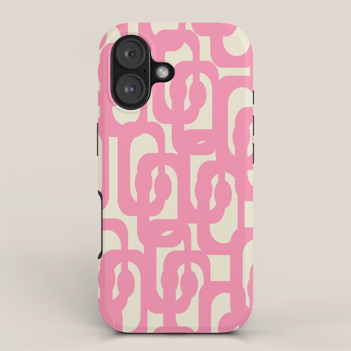 Mid Century Modern Loops Abstract Pattern in Pink and Cream iPhone Case Gallery Image 1