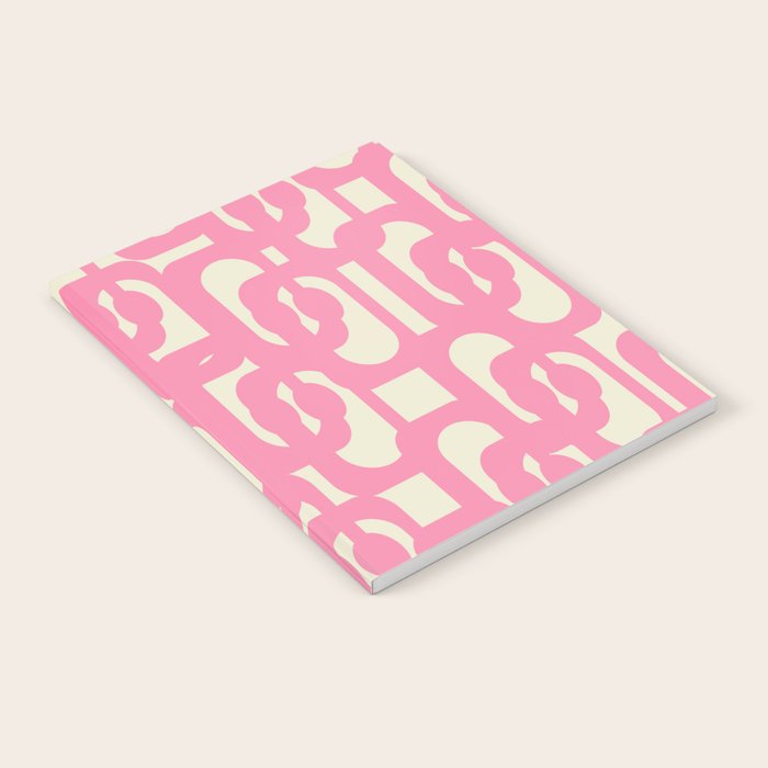 Mid Century Modern Loops Abstract Pattern in Pink and Cream Notebook Gallery Image 2