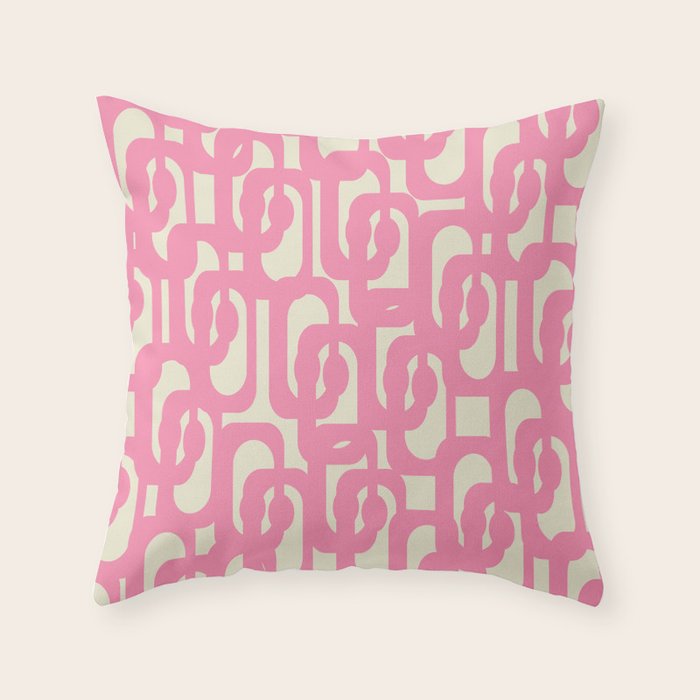 Mid Century Modern Loops Abstract Pattern in Pink and Cream Throw Pillow Gallery Image 1