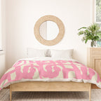 Mid Century Modern Loops Abstract Pattern in Pink and Cream Duvet Cover Gallery Image 3