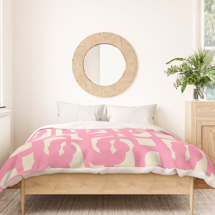 Mid Century Modern Loops Abstract Pattern in Pink and Cream Duvet Cover Gallery Image 3