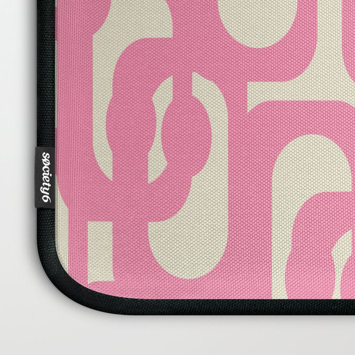 Mid Century Modern Loops Abstract Pattern in Pink and Cream Laptop Sleeve Gallery Image 3