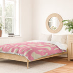 Mid Century Modern Loops Abstract Pattern in Pink and Cream Duvet Cover Gallery Image 2